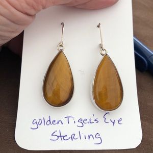 Golden tigers eye sterling earrings